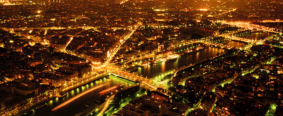View from the Eiffel tower at night
